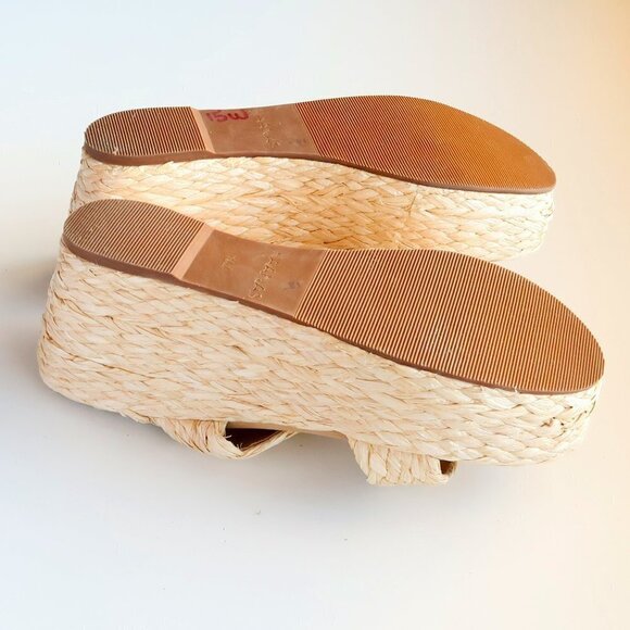 KAANAS Tenerife Light Raffia Platform Wedge Mule Sandals Summer Shoes Size 10 - Picture 14 of 16